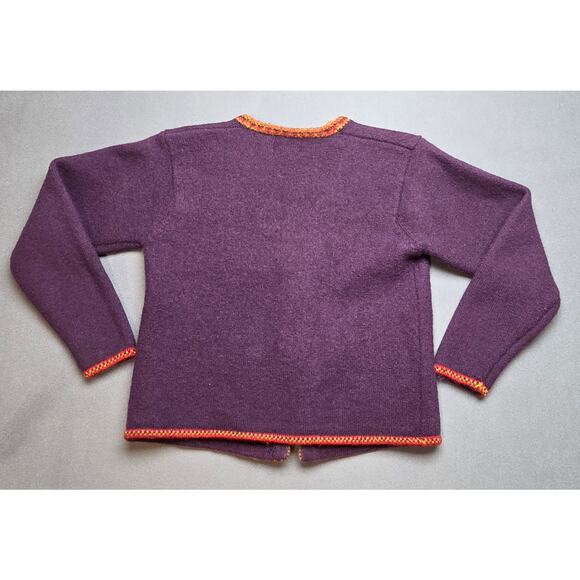 Vintage Womens Large Herman Geist Wool Cardigan Sweater Purple Hand Embroidered‎ - Picture 7 of 7